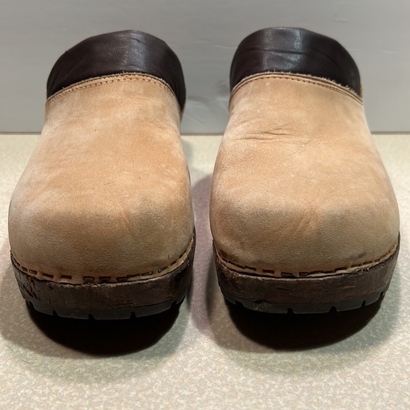 Giulia Italian leather and suede wooden unisex clogs - Picture 9 of 15